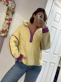 Maci Sherpa Pullover in Banana Lime