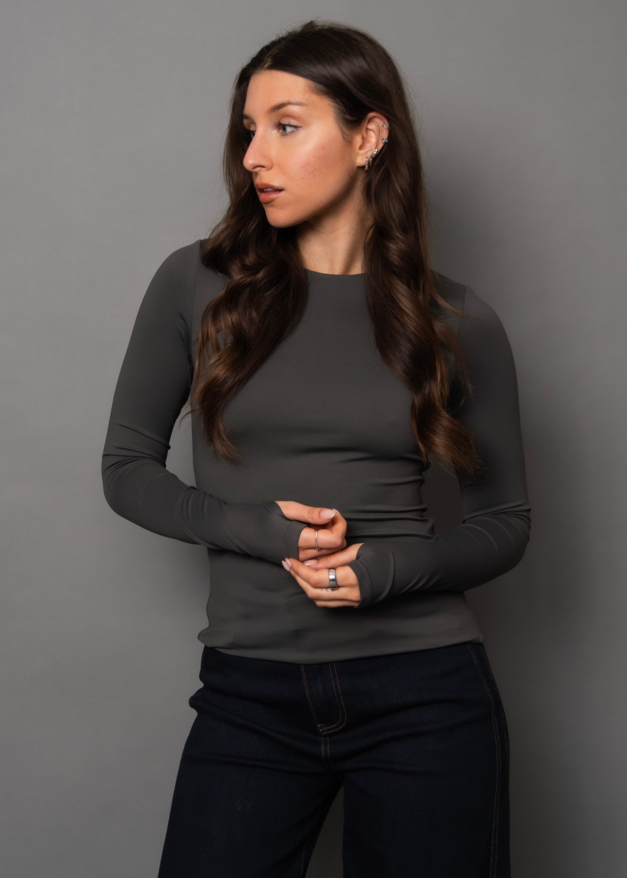 Hira Long Sleeve in Dark Charcoal