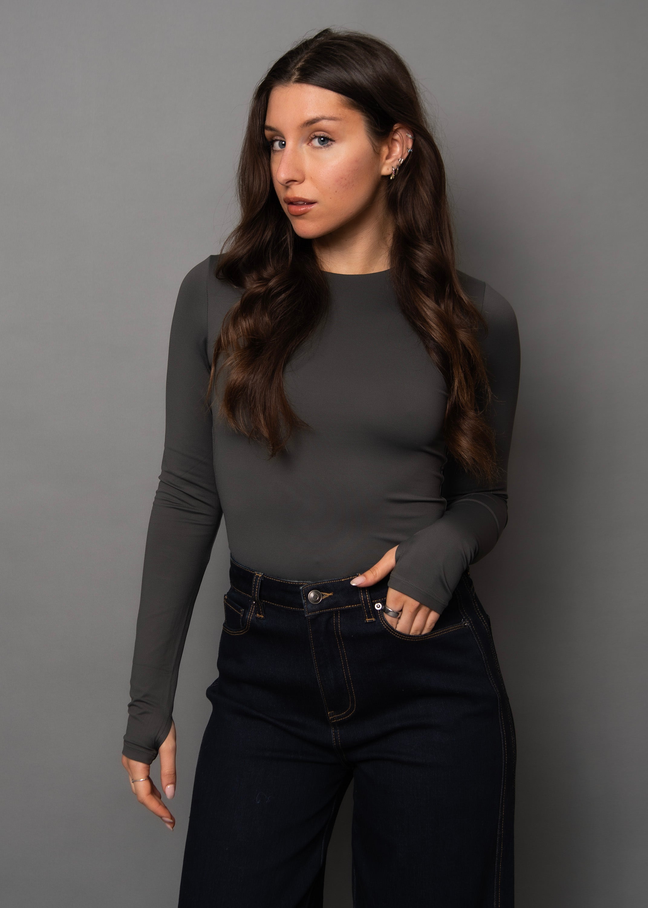 Hira Long Sleeve in Dark Charcoal