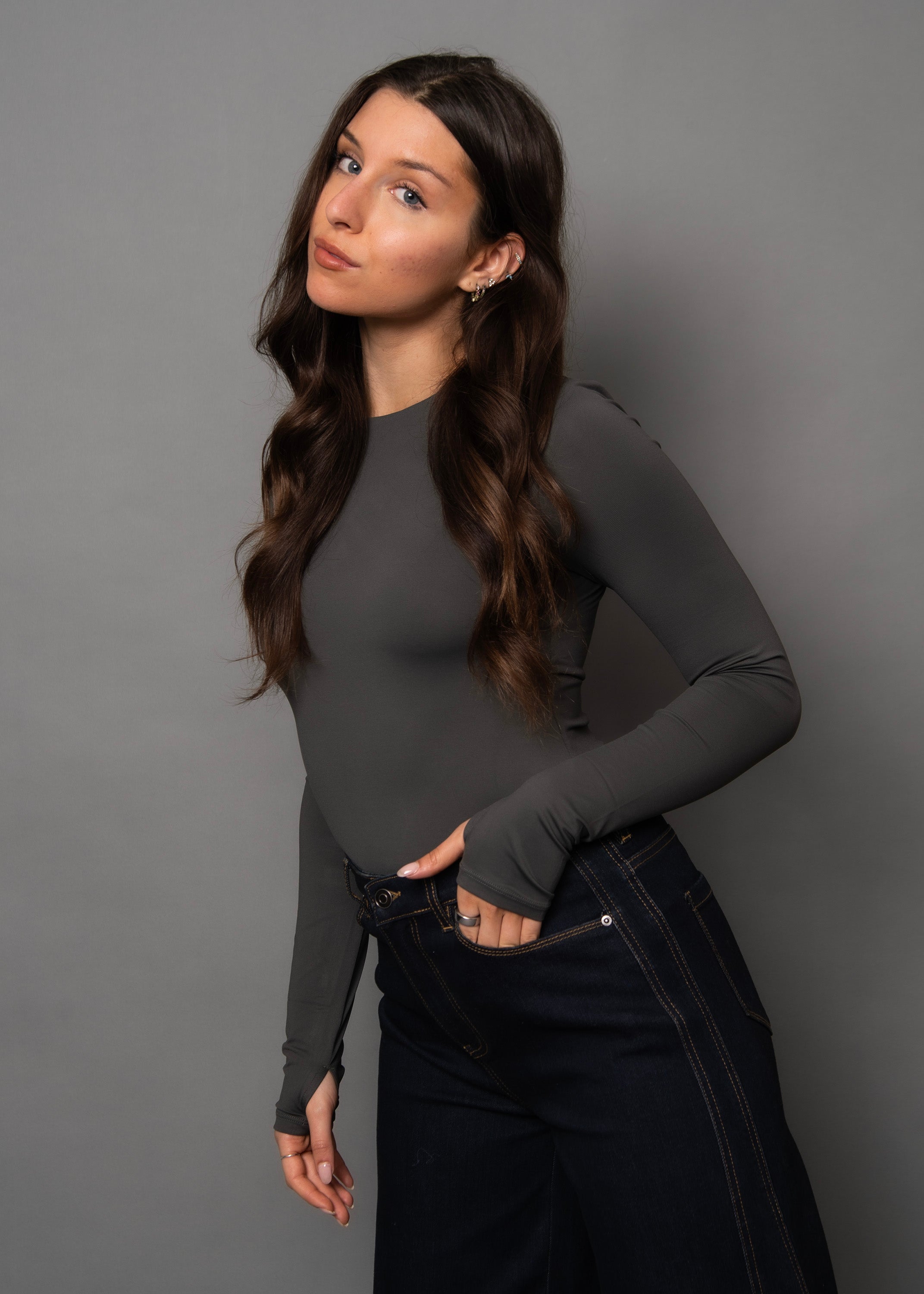 Hira Long Sleeve in Dark Charcoal
