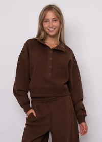 Malta Mock Neck Pullover | Chocolate