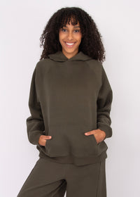 Hilla Fleece Oversized Hoodie | Army Green
