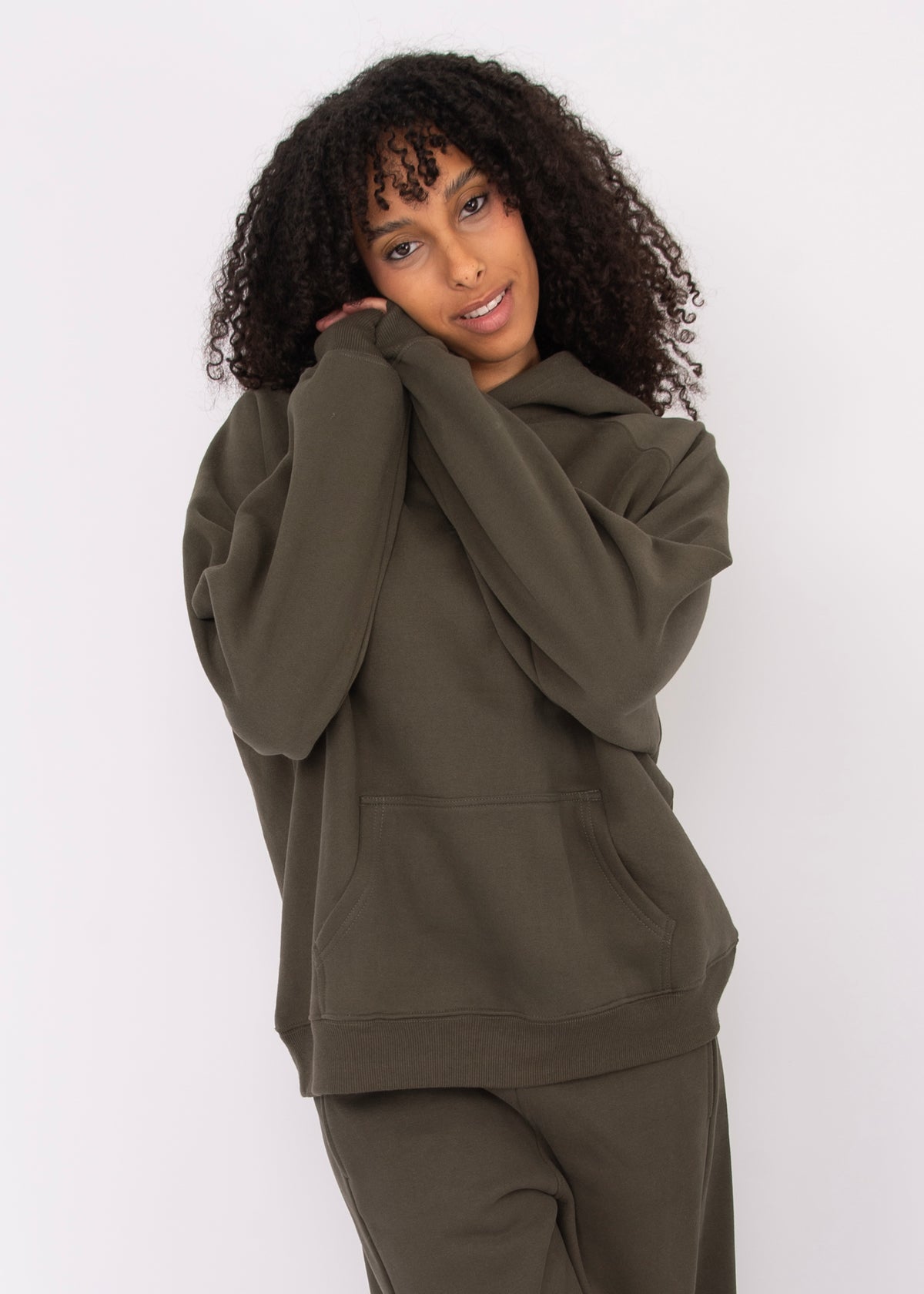 Hilla Fleece Oversized Hoodie | Army Green