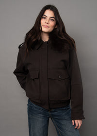 Mikaya Bomber with Faux Fur Collar