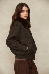 Mikaya Bomber with Faux Fur Collar