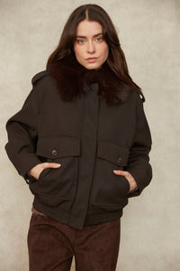 Mikaya Bomber with Faux Fur Collar