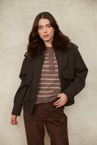 Mikaya Bomber with Faux Fur Collar