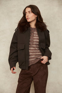 Mikaya Bomber with Faux Fur Collar