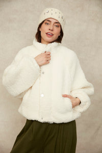 Poly Sherpa Jacket in Ivory