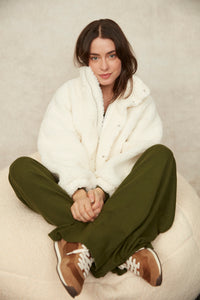 Poly Sherpa Jacket in Ivory