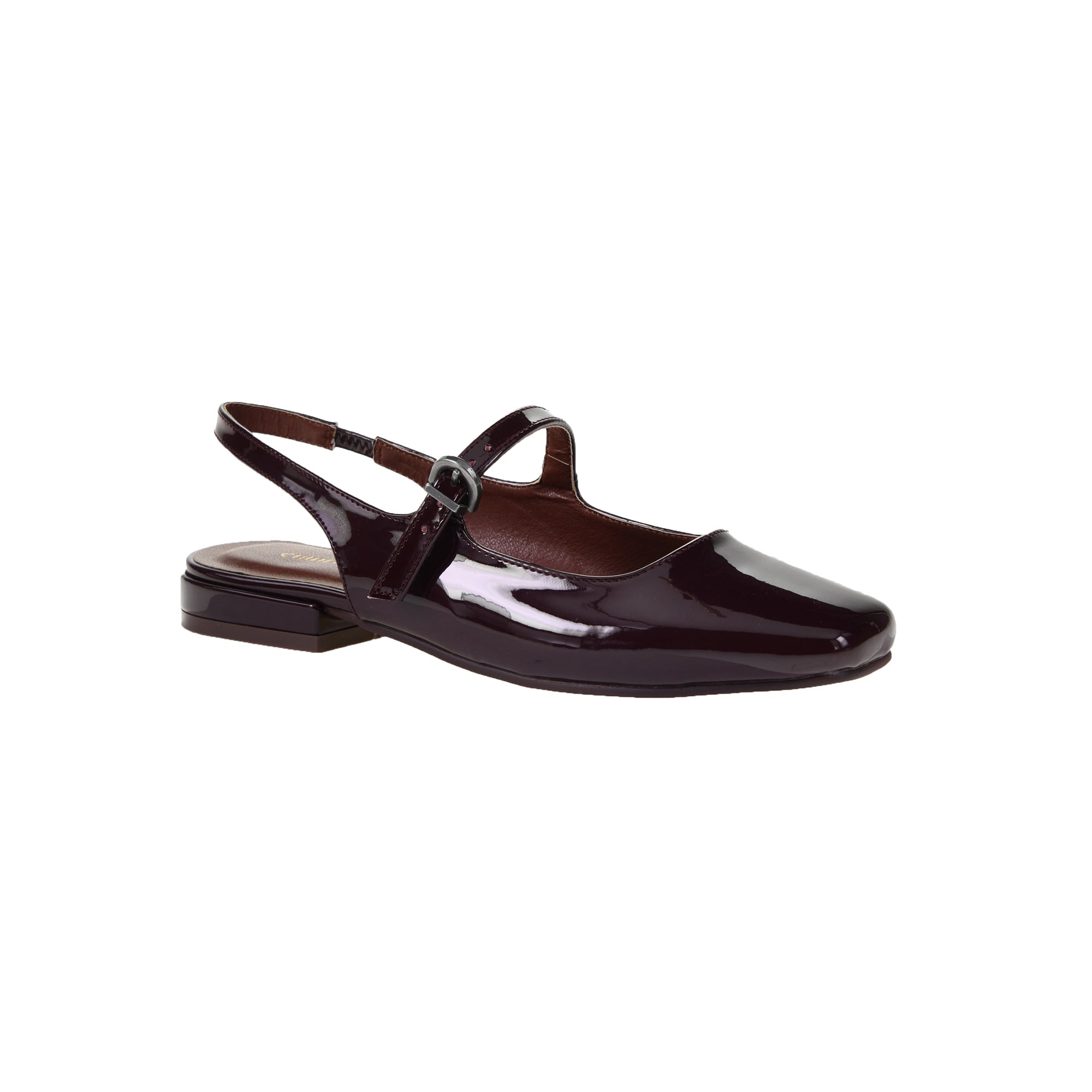 Vila Patent Slingback Flat in Berry