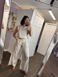 Lana Wide Leg Summer 2 pc Set | Tan Stripe