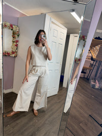 Lana Wide Leg Summer 2 pc Set | Tan Stripe