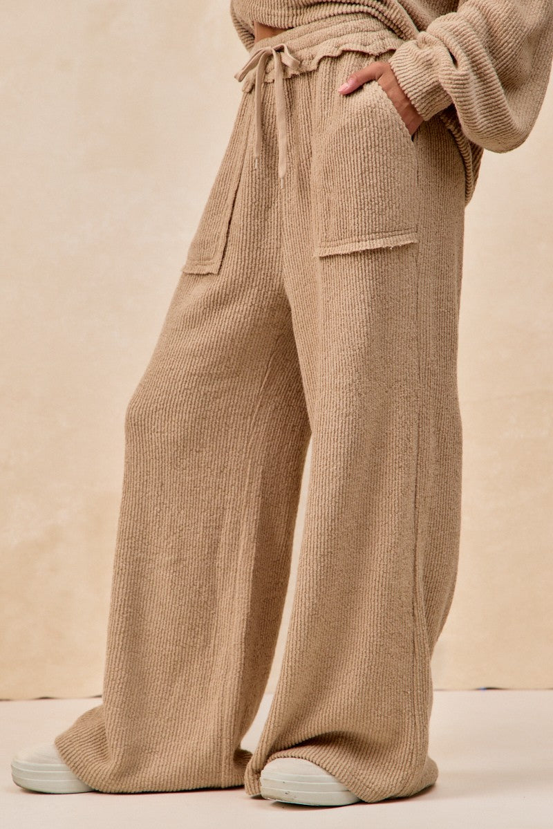 Brandi Baby Rib Knit Pants in Taupe