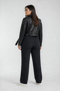 Zoe Cropped Moto Jacket in Vegan Leather