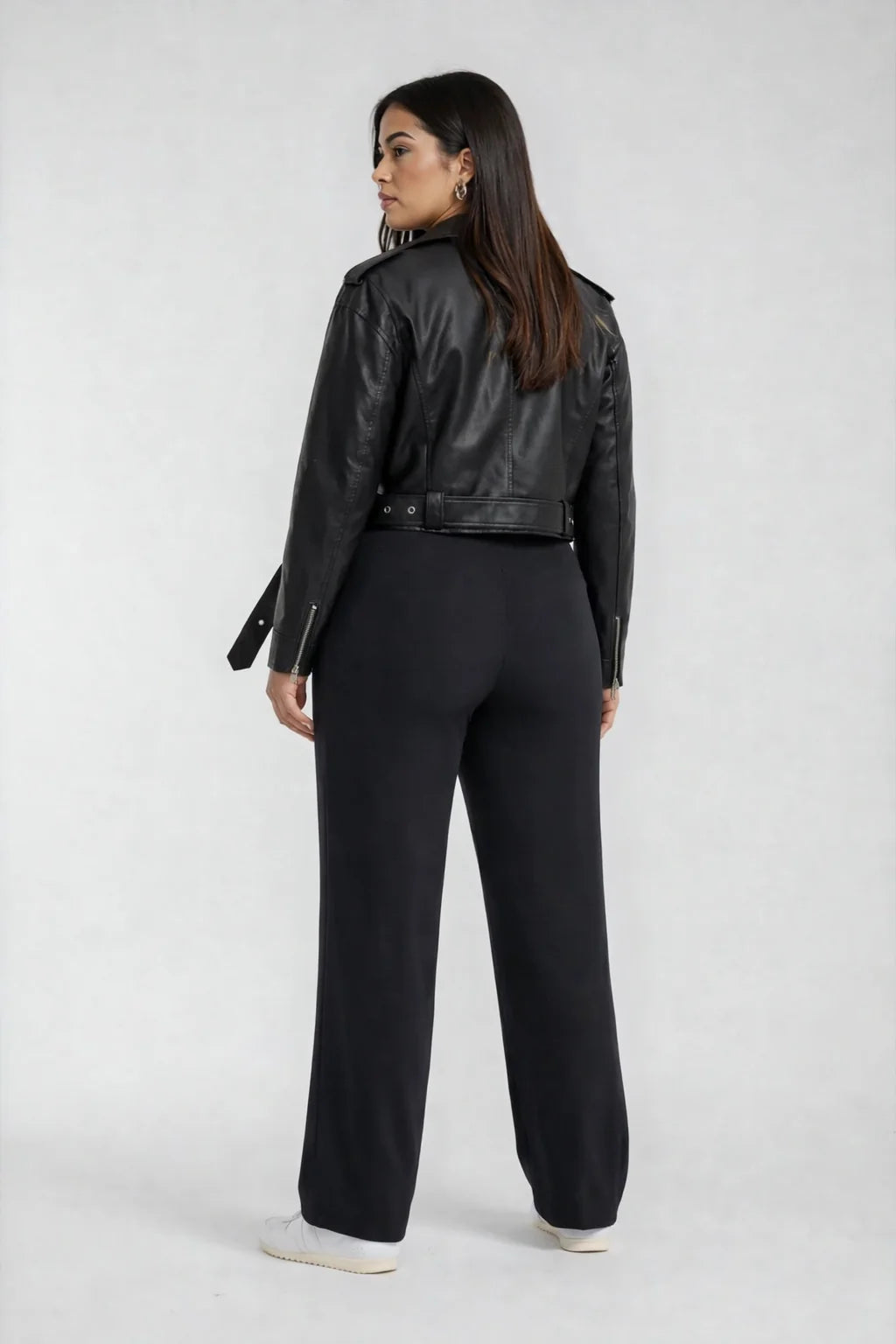 Zoe Cropped Moto Jacket in Vegan Leather