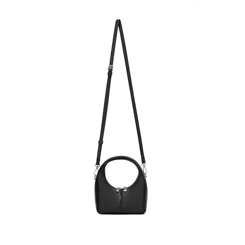 Circle Crossbody in Black Pebble