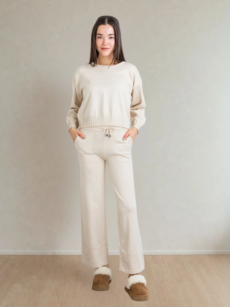 Odette Knit Pant Set in Ivory
