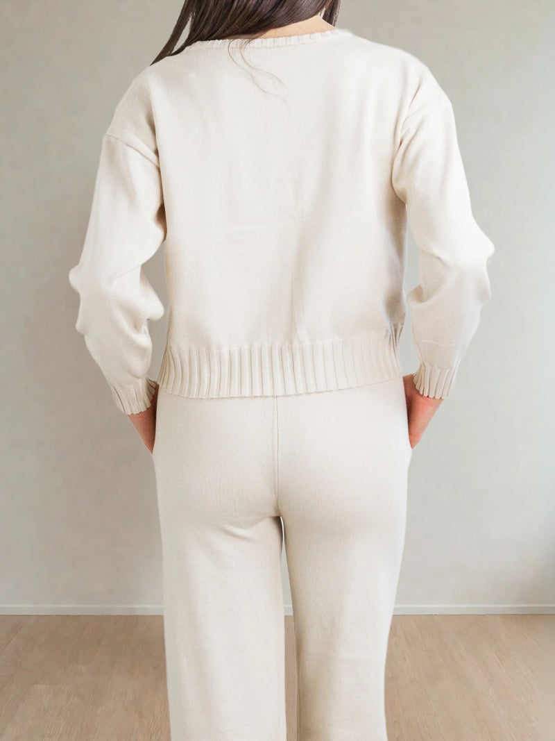 Odette Knit Pant Set in Ivory