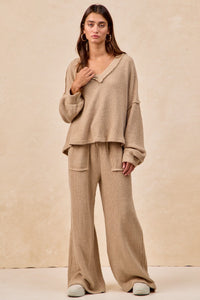 Brandi Baby Rib Knit Top in Taupe