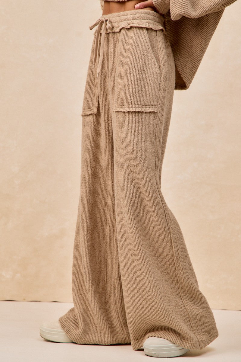 Brandi Baby Rib Knit Pants in Taupe