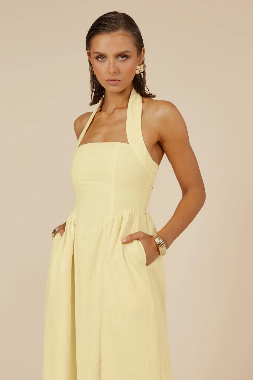 Locklea Midi Dress in Lemon
