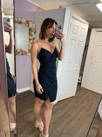 Malone Faux Wrap Dress in Navy