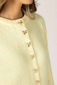 Aisha Bow Cardigan in Lemonade