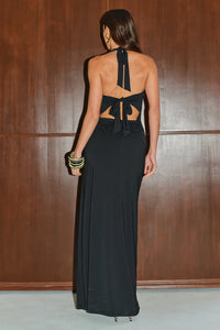 Alonso Halter Maxi Dress in Black