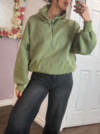 Toni Half Zip Hoodie in Olive