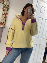 Maci Sherpa Pullover in Banana Lime