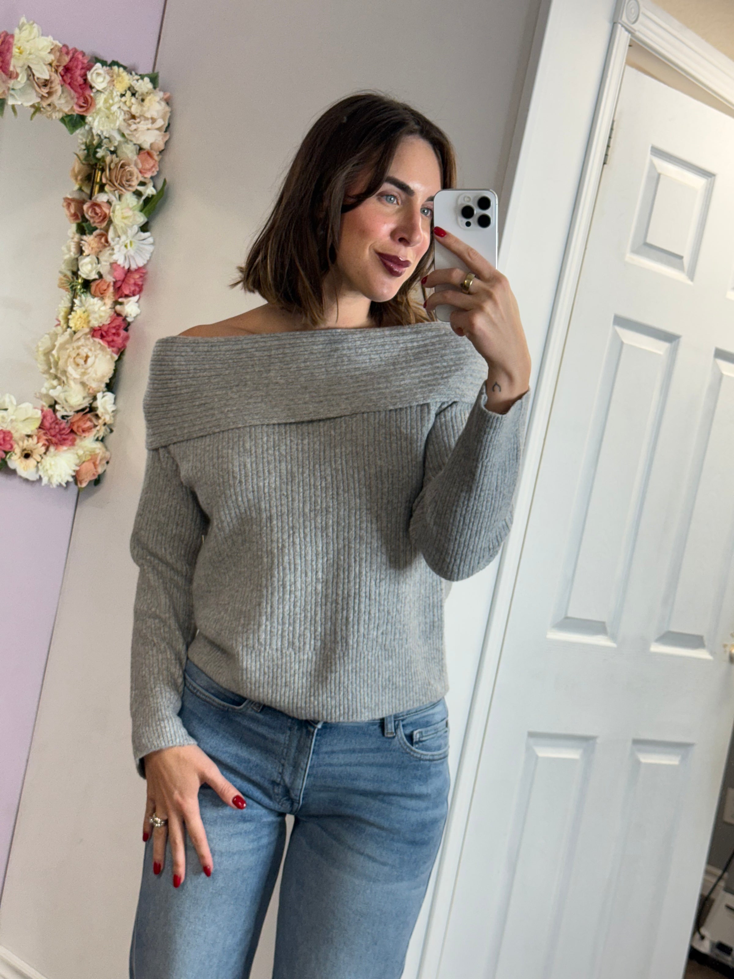 Marilyn Long Sleeve Pullover in Flint Grey