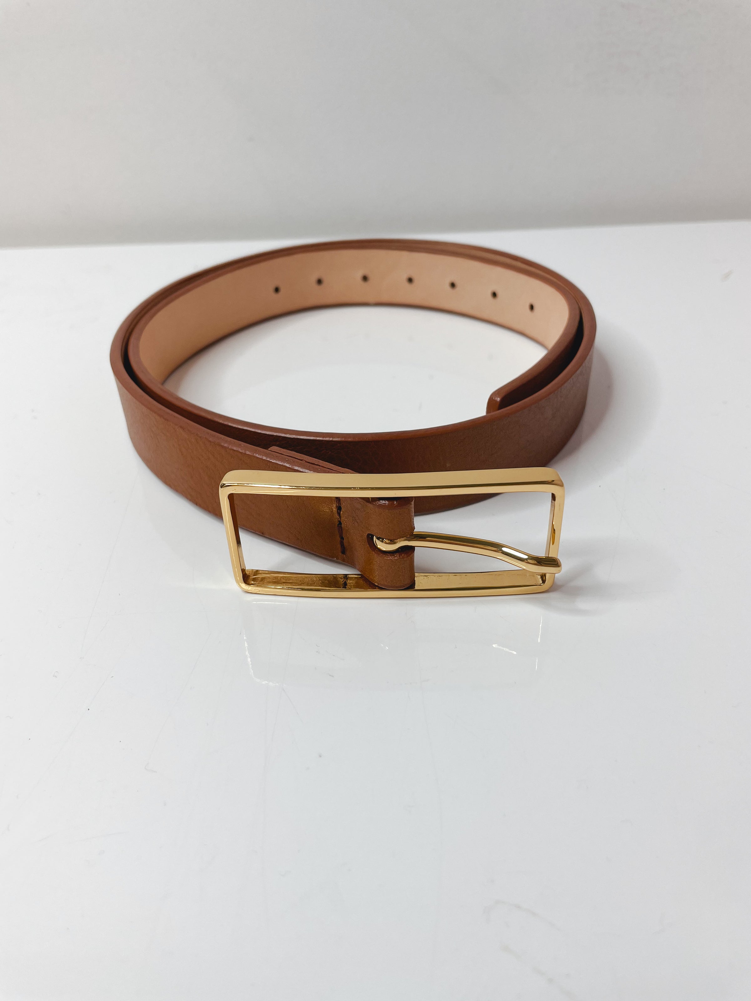 Ursian Nappa Belt in Smooth Tan Vachetta/Gold