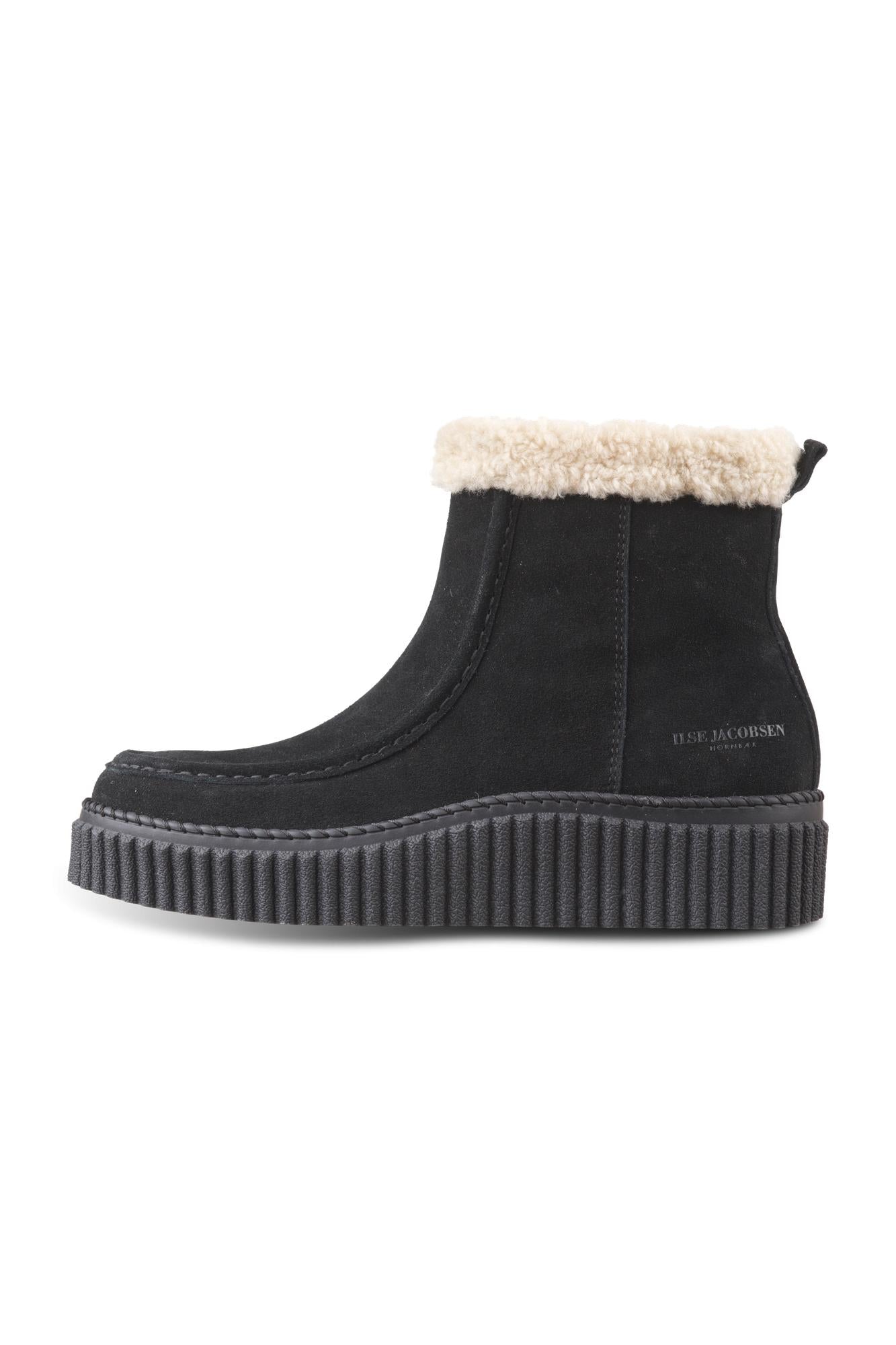 Suede Shearling Boot in Black