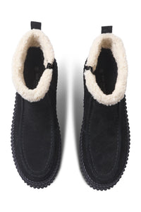 Suede Shearling Boot in Black