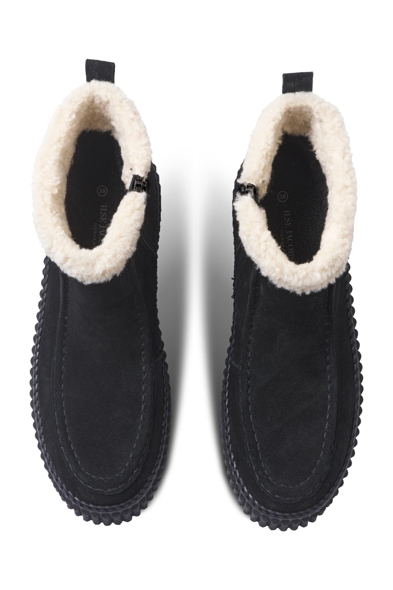 Suede Shearling Boot in Black