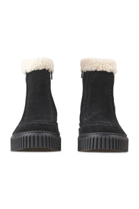 Suede Shearling Boot in Black