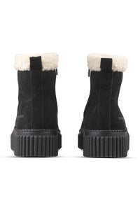 Suede Shearling Boot in Black