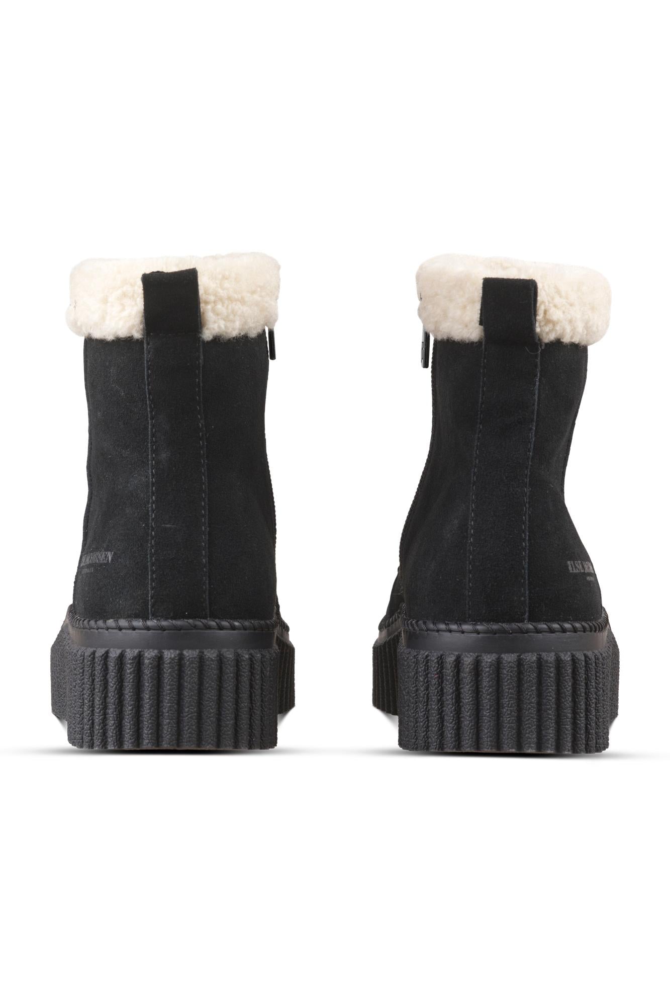 Suede Shearling Boot in Black