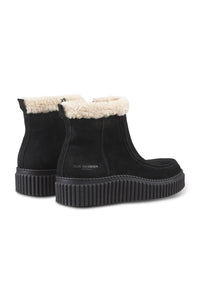 Suede Shearling Boot in Black