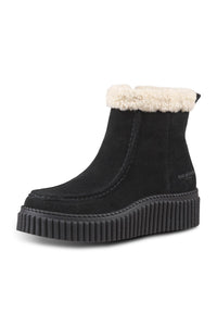 Suede Shearling Boot in Black