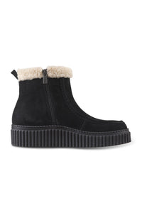 Suede Shearling Boot in Black