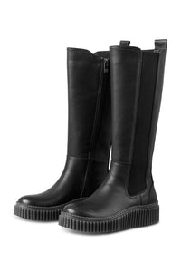 Calira Tall Leather Boot in Black
