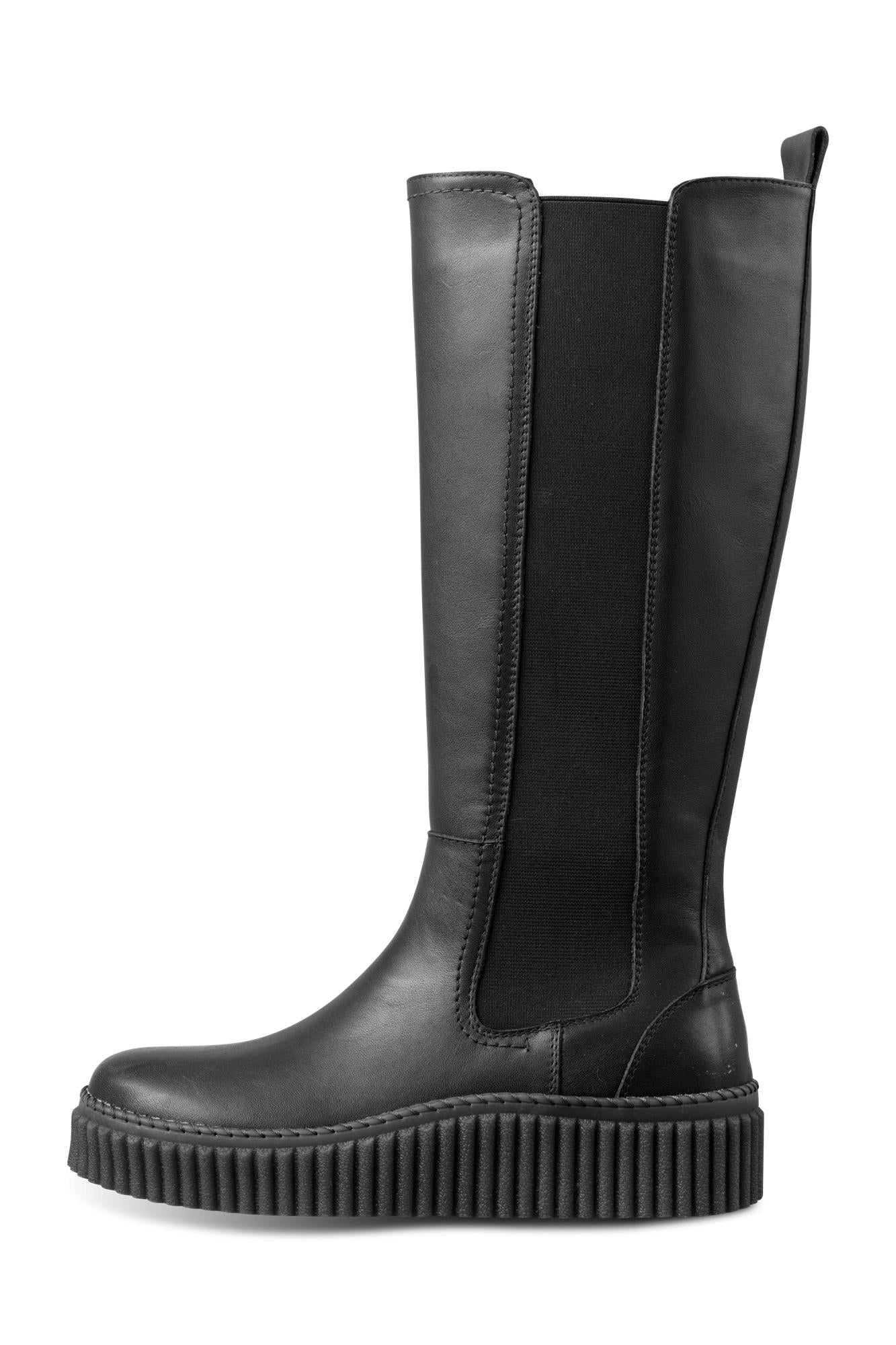 Calira Tall Leather Boot in Black
