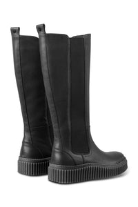 Calira Tall Leather Boot in Black