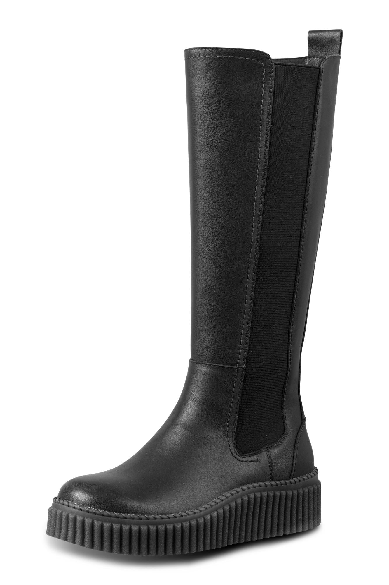 Calira Tall Leather Boot in Black