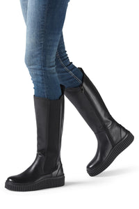 Calira Tall Leather Boot in Black
