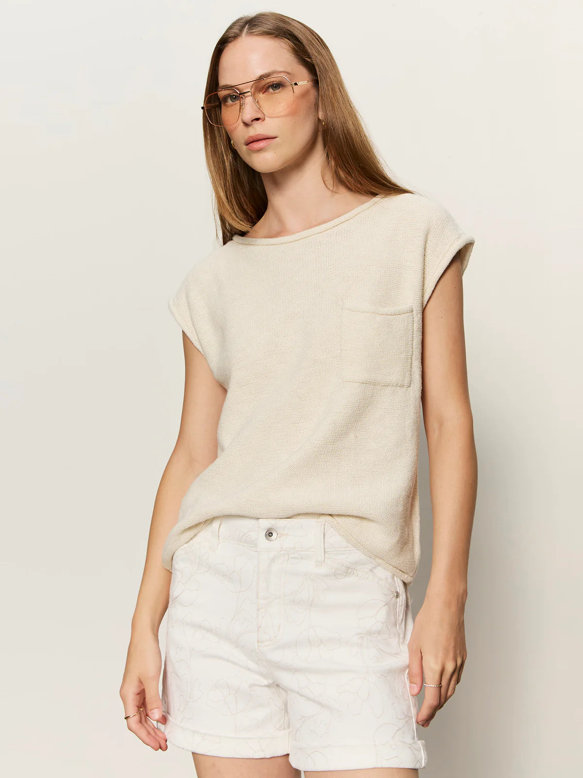Easy Sweater Tee in Cream