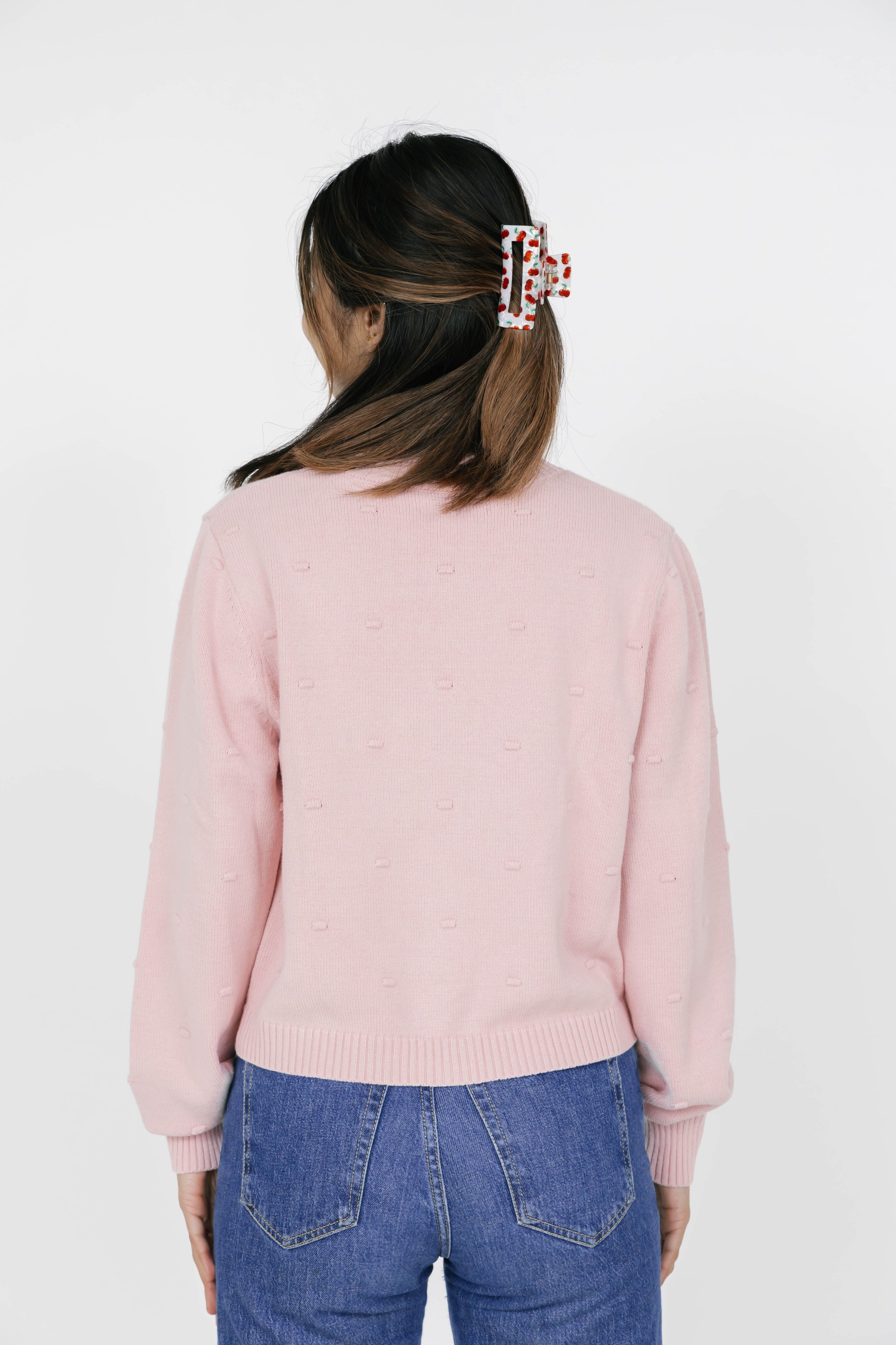 Dot Cardigan in Dusty Pink