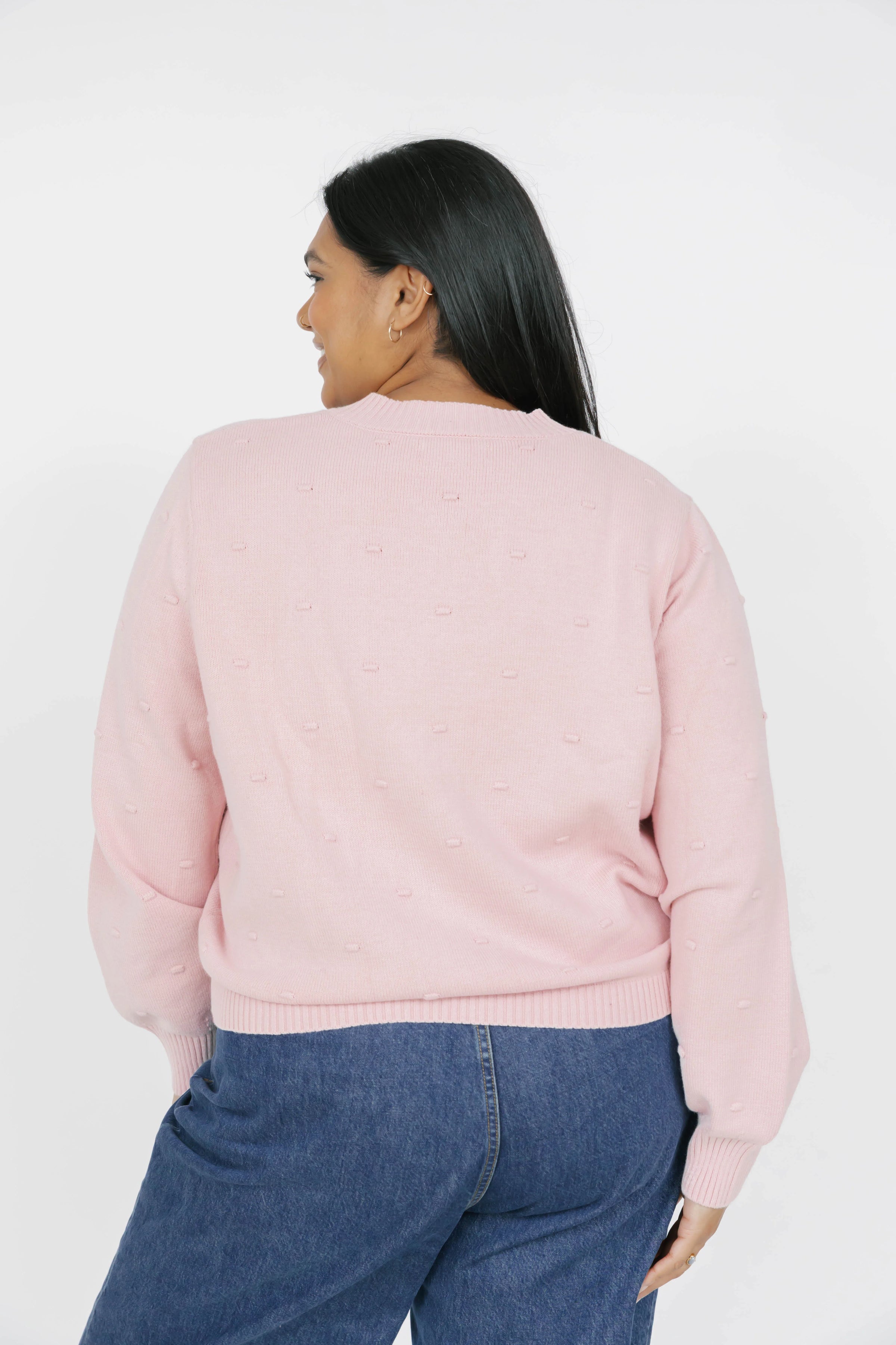 Dot Cardigan in Dusty Pink